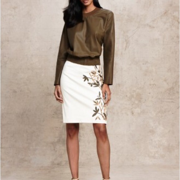 Worth Off White With Kaiki Green Tan Beaded Emebllishments New Size 6 - Picture 1 of 16